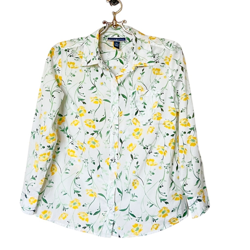 Karen Scott Floral Button Down Shirt Size MP